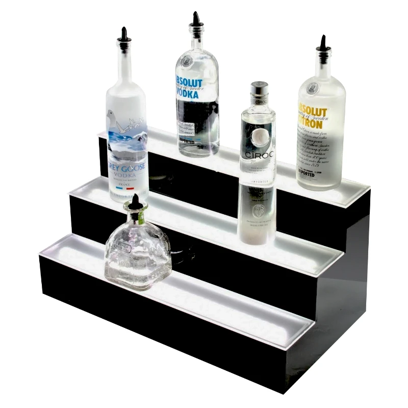 LED flaskeholder 3 nivåer 60x33x33 cm LBD0003 by Barprofessional color Svart