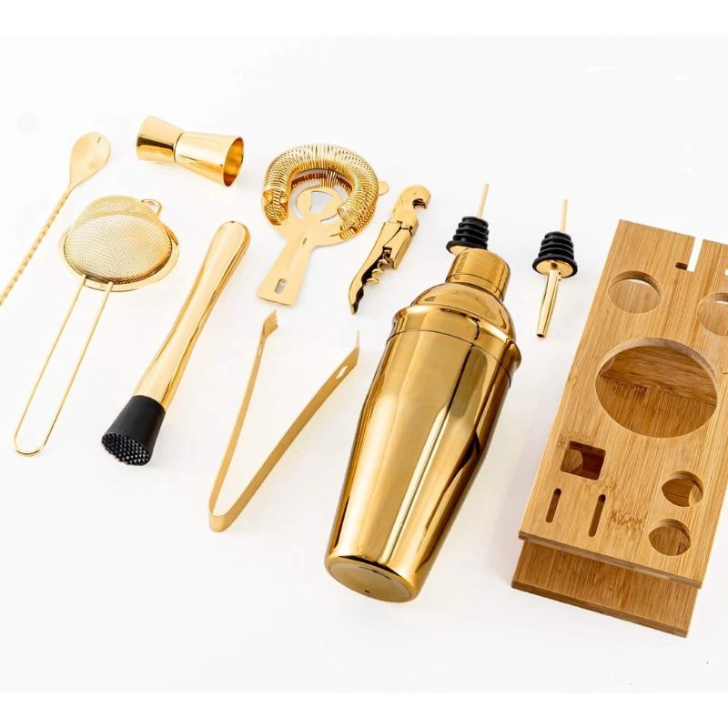 Barsett deluxe gull 11 deler i trestativ CG-TJ17gold by Barlife color Svart