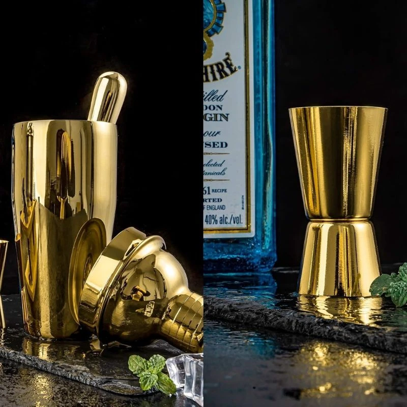 Barsett deluxe gull 11 deler i trestativ CG-TJ17gold by Barlife color Svart