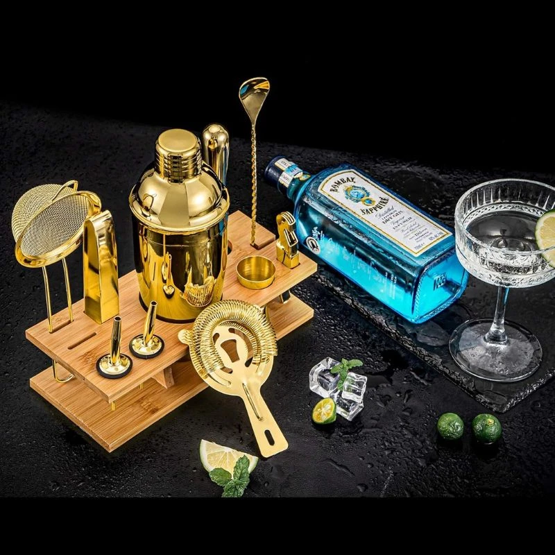 Barsett deluxe gull 11 deler i trestativ CG-TJ17gold by Barlife color Svart