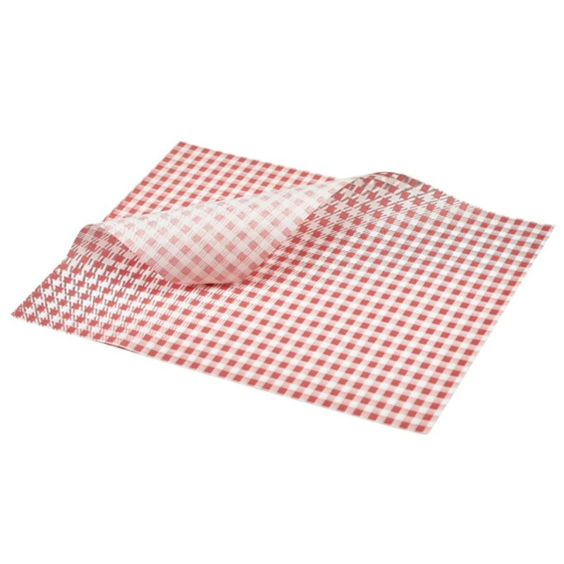 Fettett papir rutete rød 35 x 25 cm - 1000 stk. PN1487LGR by Genware color Svart