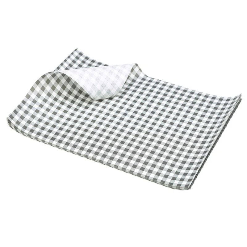 Fettett papir rutete sort 35 x 25 cm - 1000 stk. PN1487LGBK by Genware color Svart