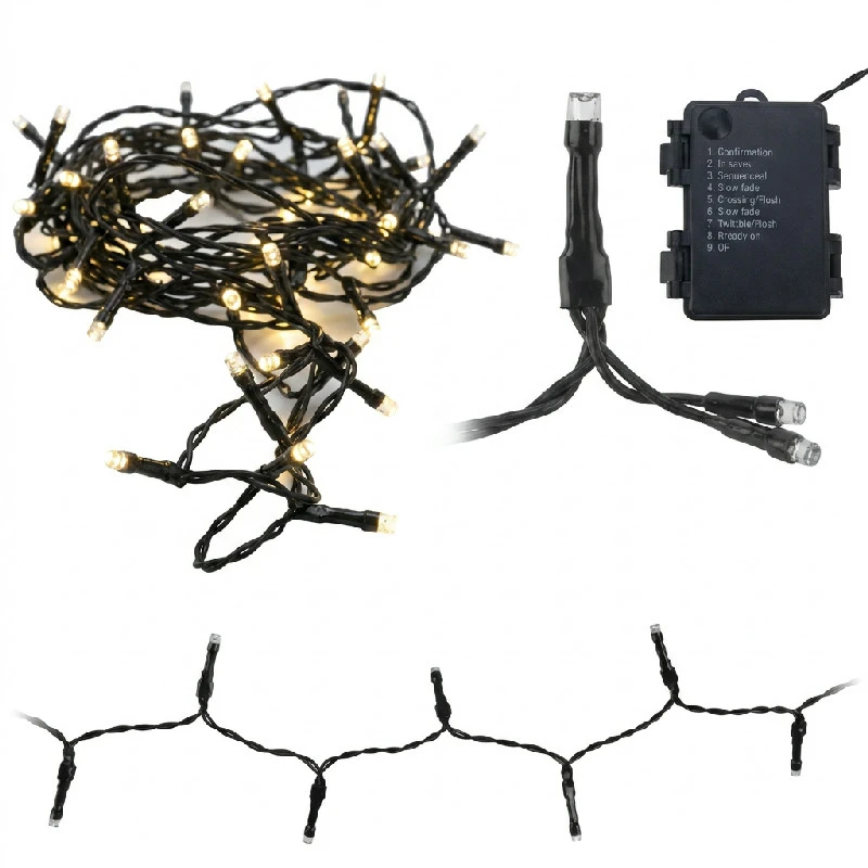 Lysslynge m/40 LED Varmt Lys og Batteri 4300292  color Svart