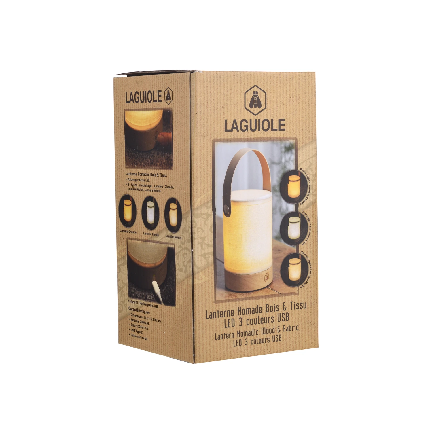 Laguiole bærbar LED-lanterne 3 lysfarger 40269402 by Laguiole color Svart