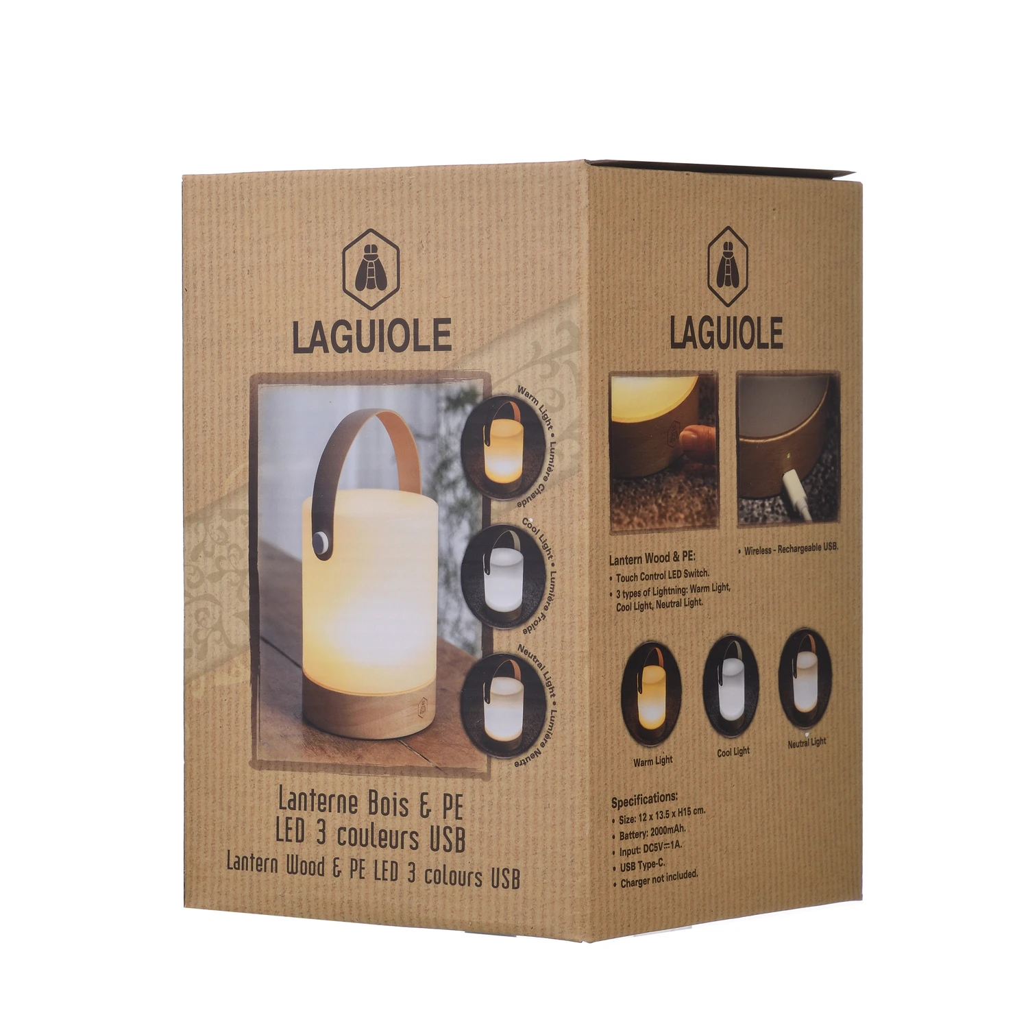 Laguiole bærbar LED-lanterne 3 farger USB 40269401 by Laguiole color Svart