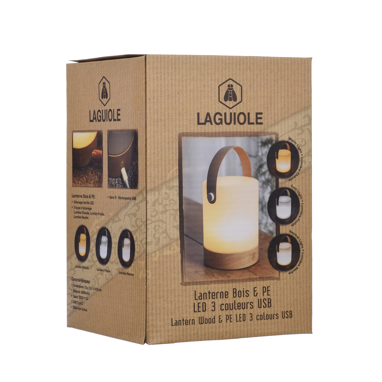 Laguiole bærbar LED-lanterne 3 farger USB 40269401 by Laguiole color Svart