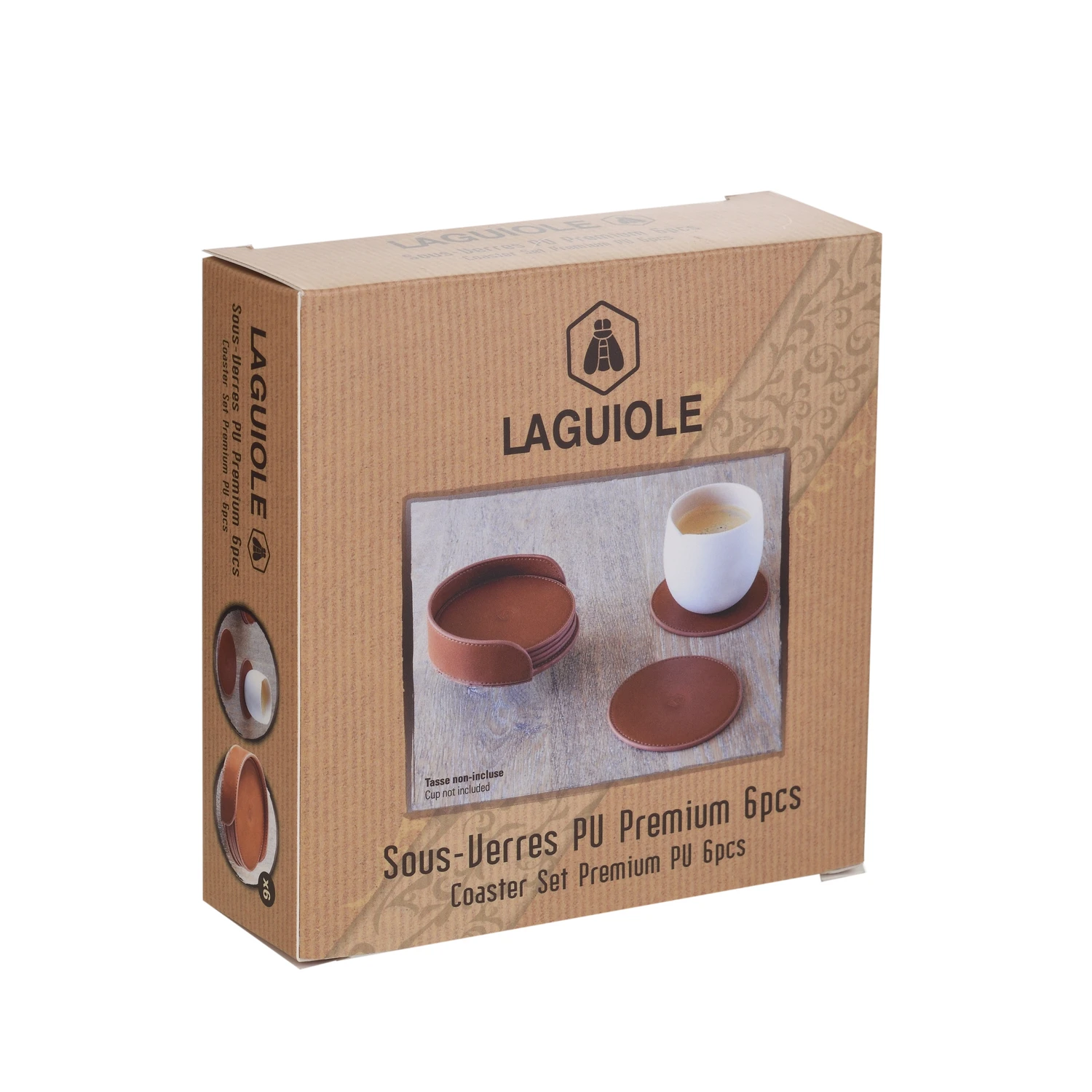 Laguiole coastersett premium PU – 6 stk. 40269095 by Laguiole color Svart