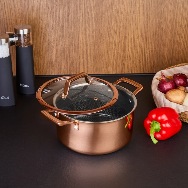 Hâws Santo gryte 3,4 L med lokk og hybridbelegg – Rose Gold 30-HSHCRRG36 by Hâws Santo color Rose Gull
