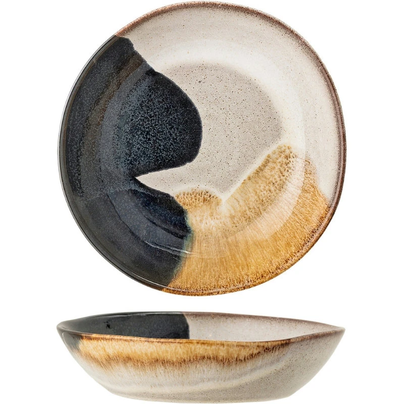 Jules Dyp Tallerken, Grå, Stentøy 82046908 by Bloomingville color Svart