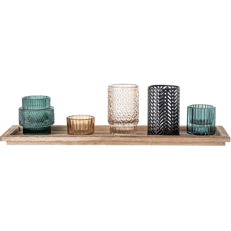 Sanga Brett m/Telysholdere, Blå, Glass 6 stk 82047622 by Bloomingville color Svart