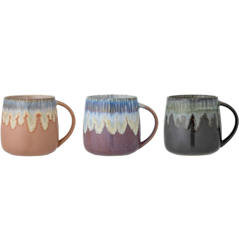Cloe krus, blå, steintøy 3 stk 82049300 by Bloomingville color Svart