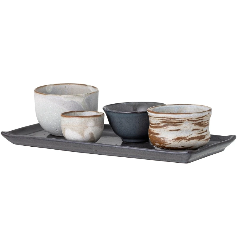 Masami Sushisett, Hvit, Stentøy 5 stk 82052273 by Bloomingville color Svart