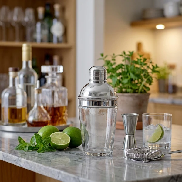 Cocktailshaker, sølv, resirkulert glass 82057729 by Bloomingville color Svart