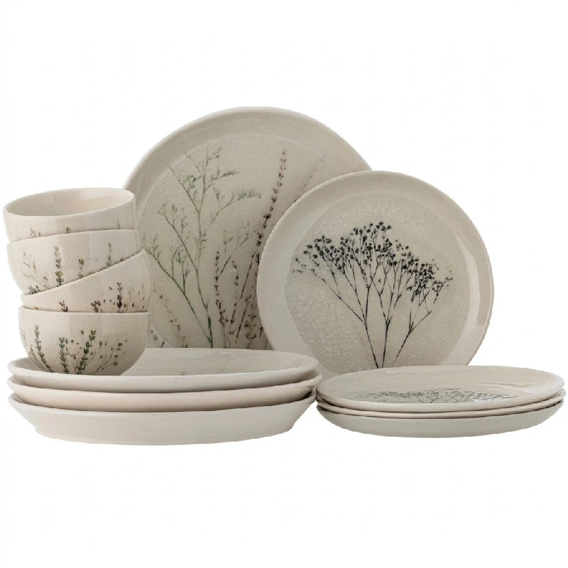 Bea Servisesett, Natur, Steintøy 4 x 3 stk 82060574 by Bloomingville color Svart