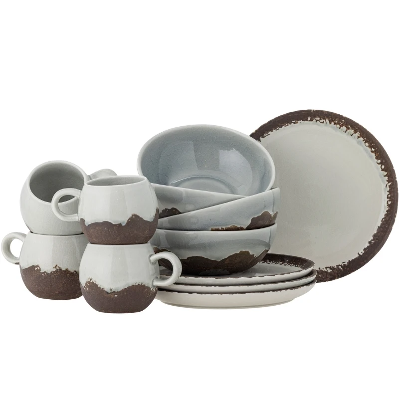 Paula Frokostsett, Brun, Stentøy 4 x 3 stk 82060940 by Bloomingville color Svart