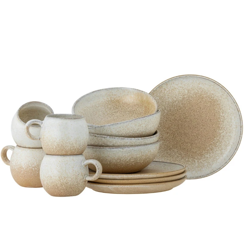 Paula Frokostsett, Natur, Steintøy 4 x 3 stk 82060941 by Bloomingville color Svart
