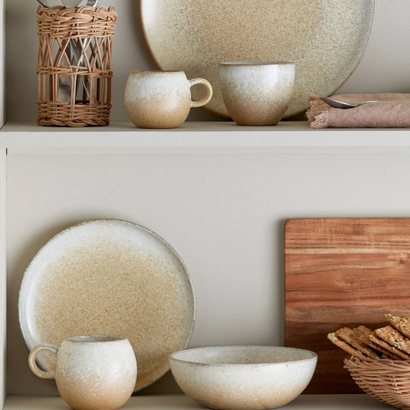 Paula Frokostsett, Natur, Steintøy 4 x 3 stk 82060941 by Bloomingville color Svart