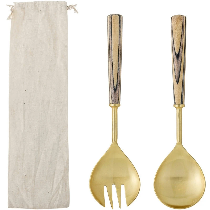 Fumio Salatbestikk, Gull, Rustfritt Stål 2 stk 82068255 by Bloomingville color Svart