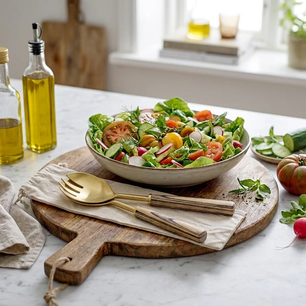 Fumio Salatbestikk, Gull, Rustfritt Stål 2 stk 82068255 by Bloomingville color Svart