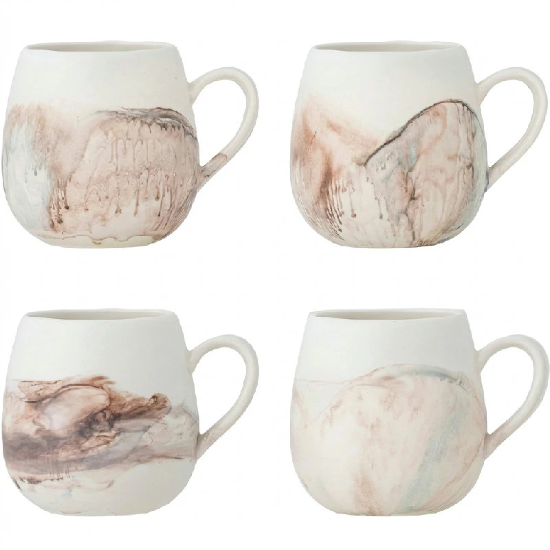 Lyre Kopp, Brun, Steintøy 4 stk 82072551 by Bloomingville color Svart