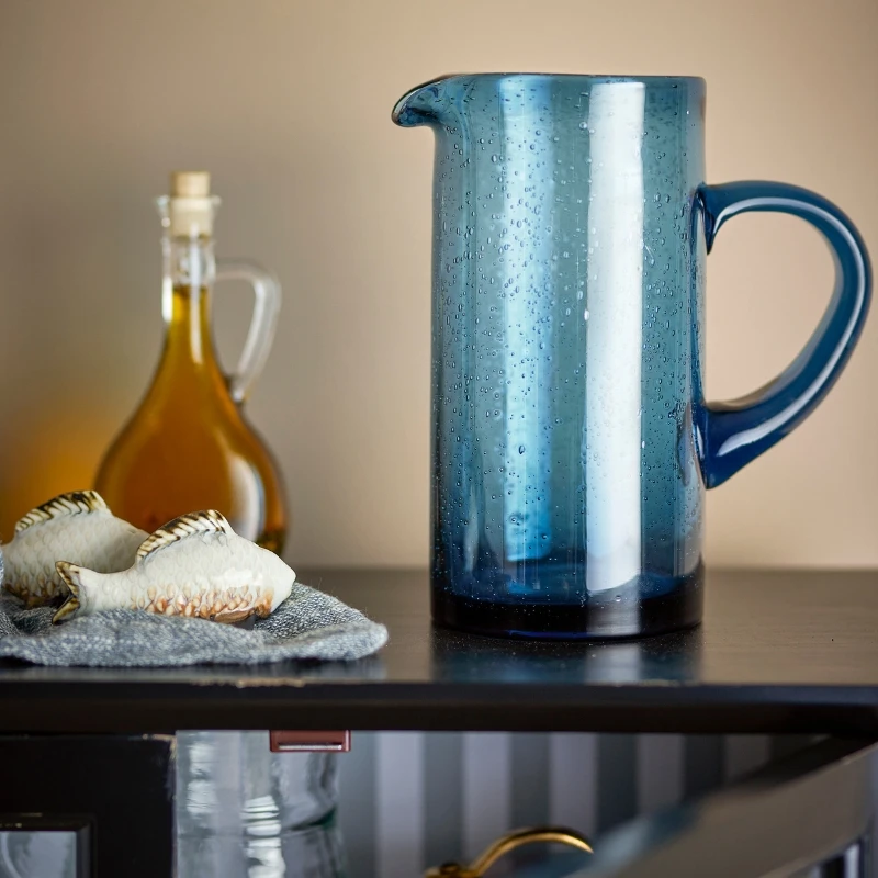 Tabby Mugge, Blå, Glass 82072571 by Bloomingville color Svart