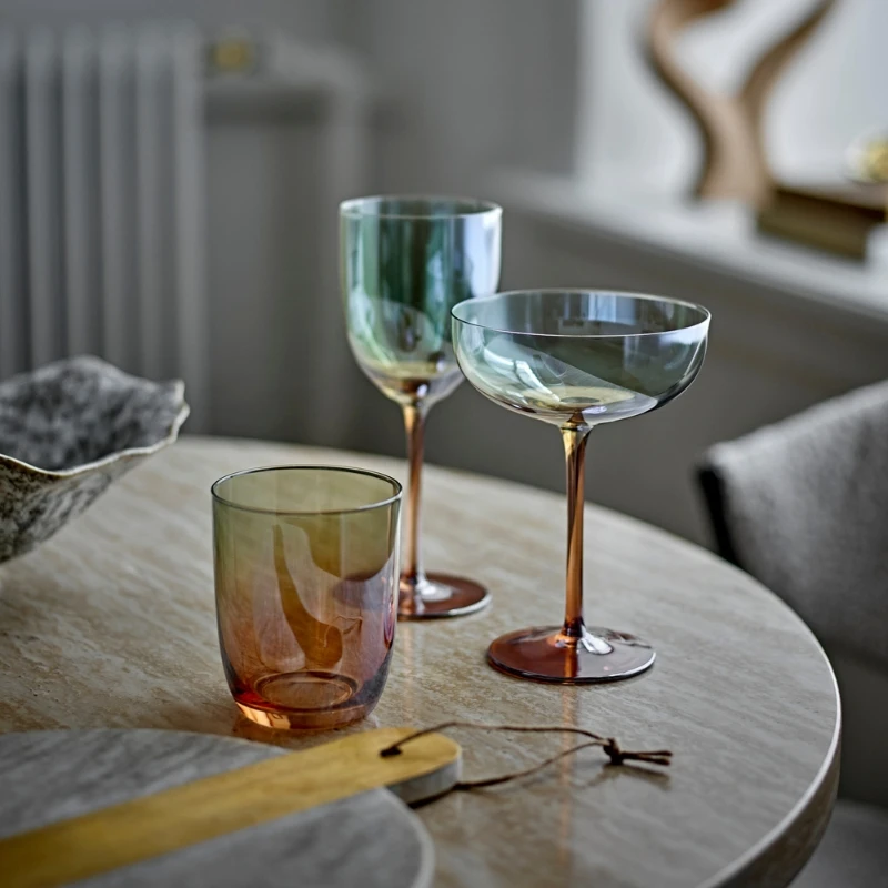 Aston Vinglass, Bronse, Glass 4 stk 82072596 by Bloomingville color Svart
