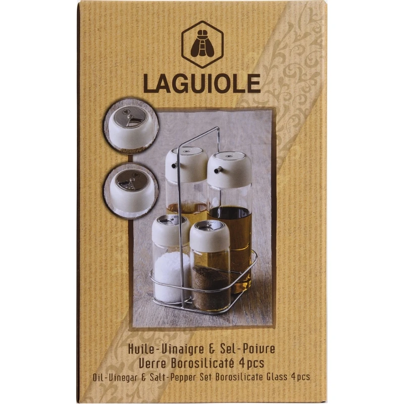 LG Salatdressingsett 4 deler glass på brett 40269123 by Laguiole color Svart