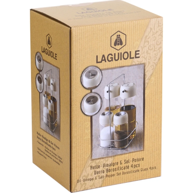 LG Salatdressingsett 4 deler glass på brett 40269123 by Laguiole color Svart