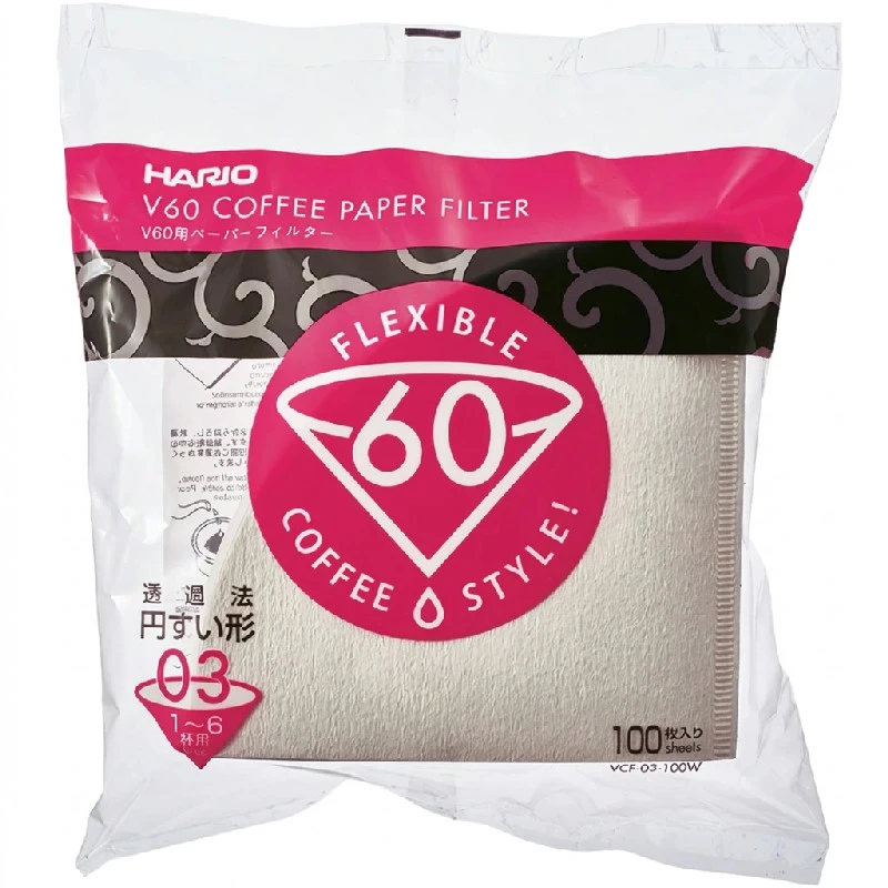 V60 Papirfilter 03 Hvite 100 stk. - Hario VCF-03-100W by Hario color Svart