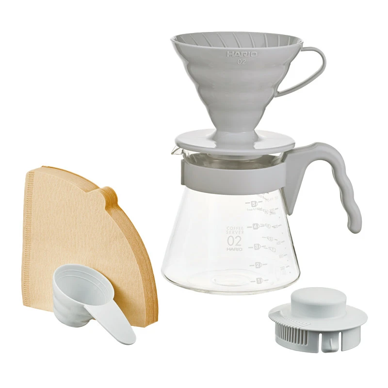 V60 Kaffeserver 02 sett / Lys grå - Hario VCSD-02-PGR by Hario color Svart