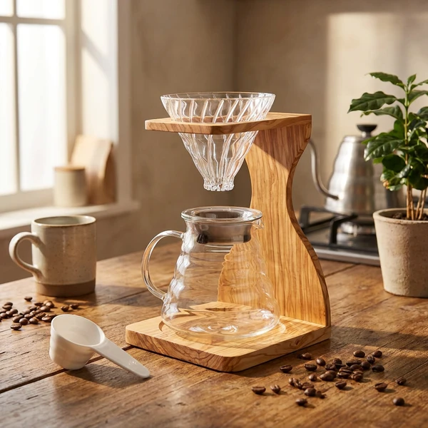 V60 Oliventre Stand-sett - Hario VSS-1206-OV by Hario color Svart