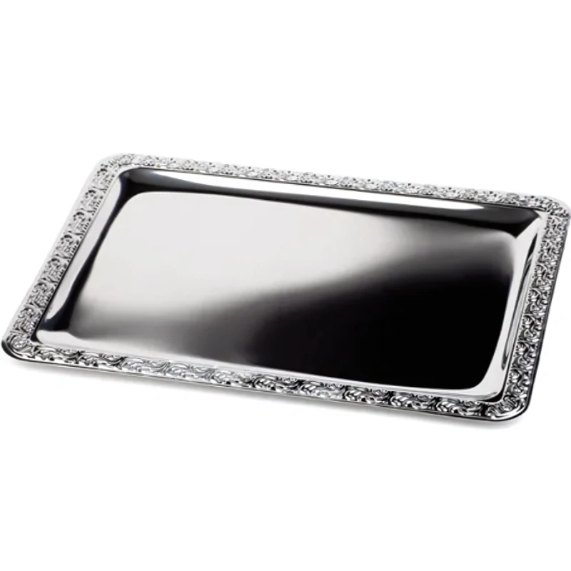 Serveringsfat m. mønster 500x360x20 mm 14175101 by APS color Silver