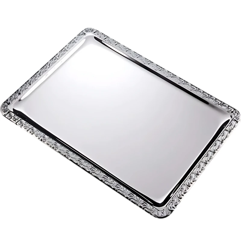 Serveringsfat m. mønster 500x360x20 mm 14175101 by APS color Silver