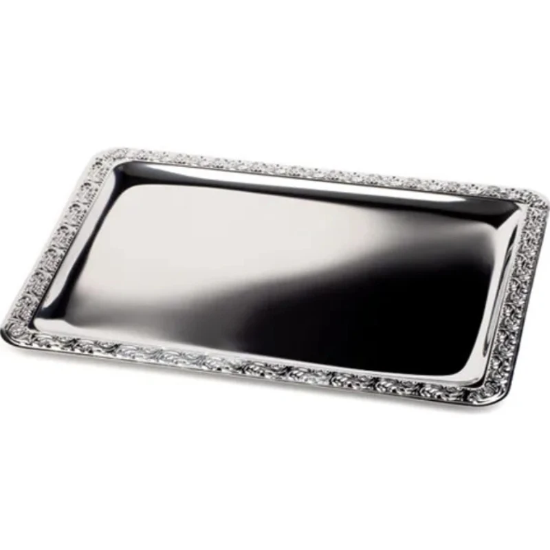 Serveringsfat m. mønster 350x240x15 mm 14175301 by APS color Silver