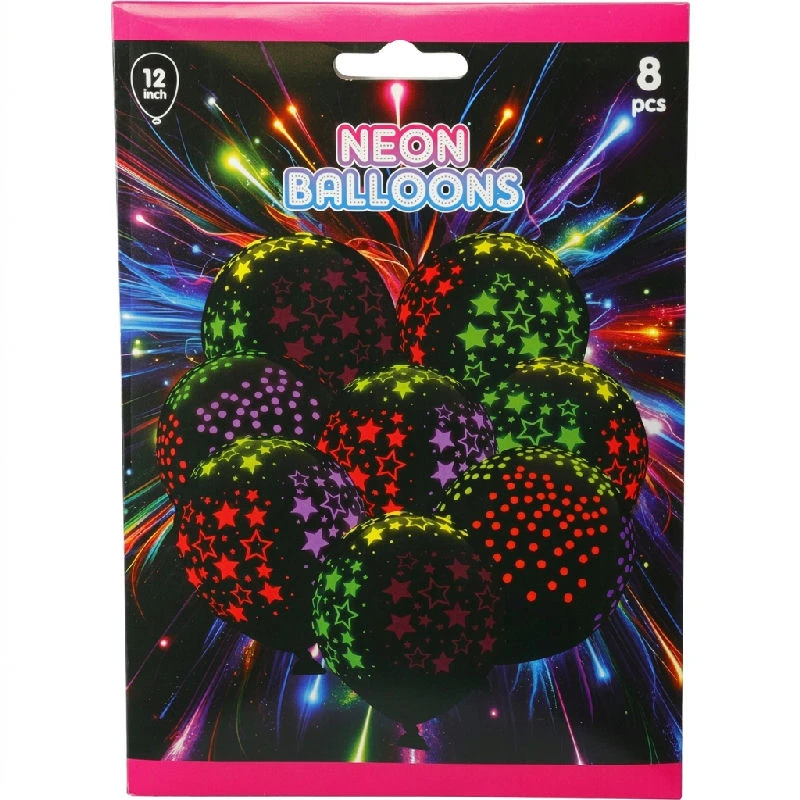 Neonballonger sett med 8 stk. 491030310 by Koop color Svart