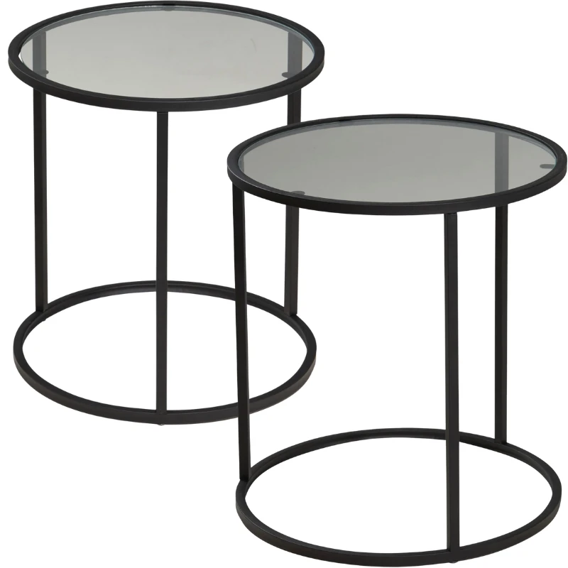 Sidebord sett med 2 i glass og metall DD1001530 by Koop color Svart