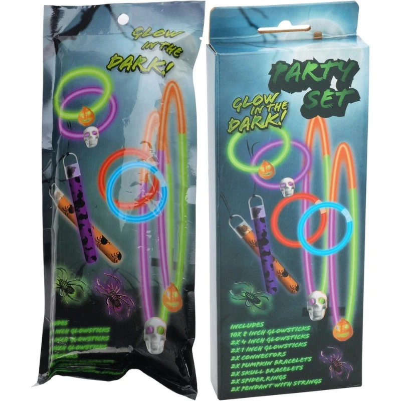 Halloween partypakke med selvlysende sett DL8600010 by Koop color Svart