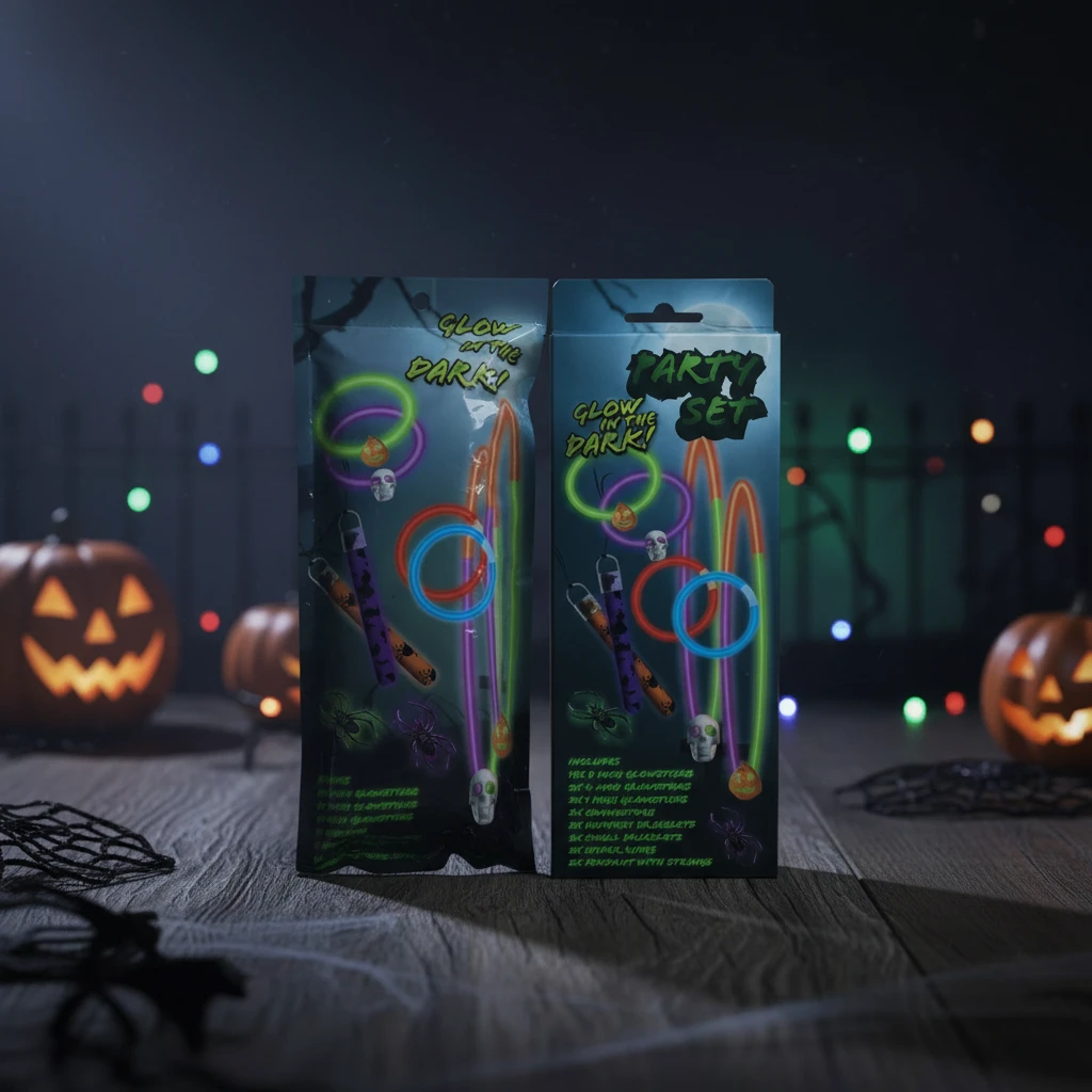 Halloween partypakke med selvlysende sett DL8600010 by Koop color Svart