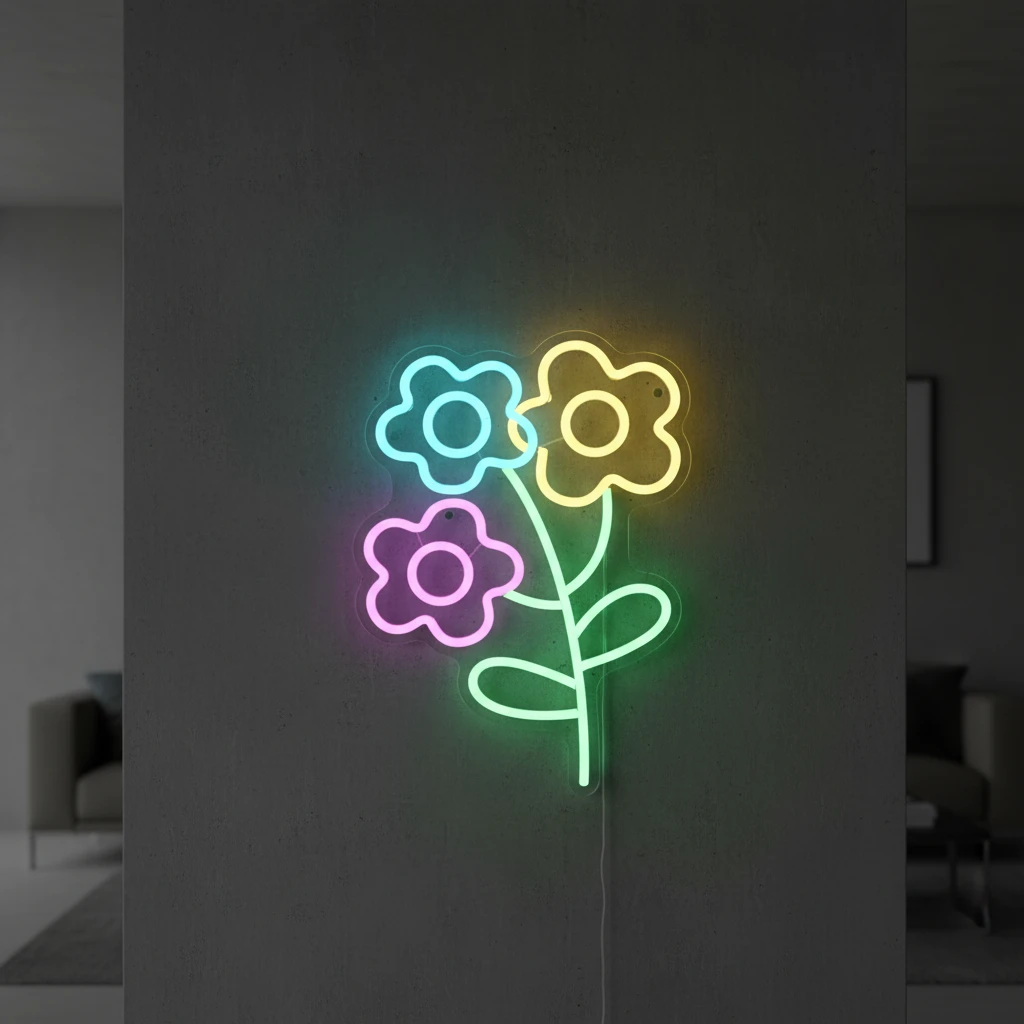 Veggdekorasjon neon blomster 26x39 cm NE1100220 by Koop color Svart