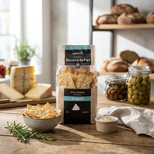 Øko Tynnbrødchips Havsalt 100g 14011 by Deli Drengene color Svart