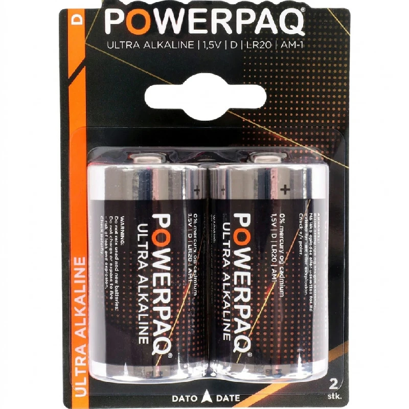 Batterier | Ultra alkaline D | PowerPaq 12922AG by PowerPaq color Svart/guld