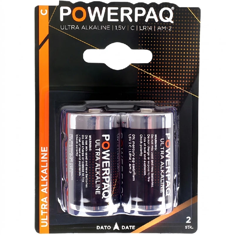 PowerPaq Ultra Alkaline C-batterier 12923AG by PowerPaq color Svart/guld