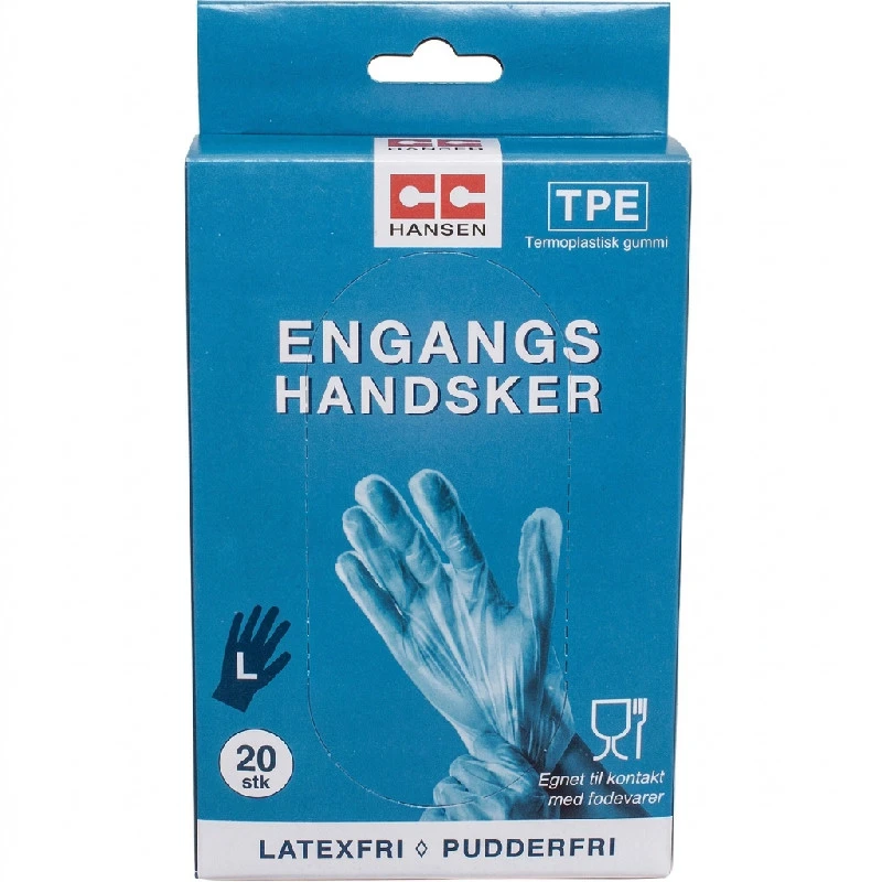 CC Hansen Engangshansker TPE Str. L - 20 stk. 4721AG by CC Hansen color Svart