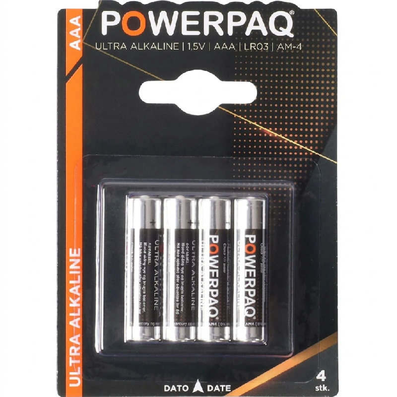 Batterier Ultra alkaline 9V 4 stk. | PowerPaq 12925AG by PowerPaq color Svart/guld