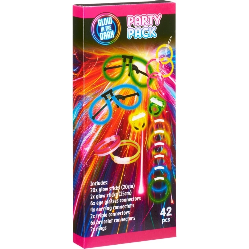 Selvlysende partypakke med glowsticks og tilbehør DL8000040 by Koop color Svart