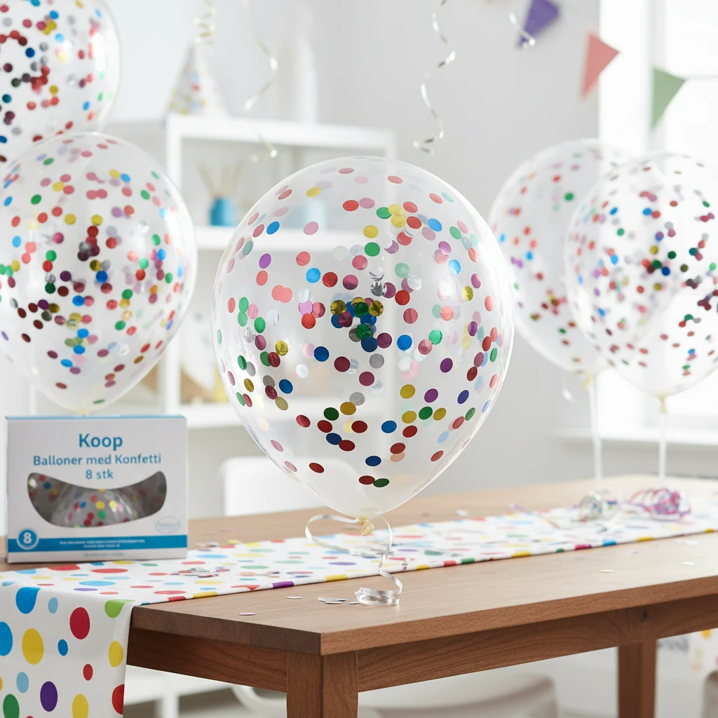 Ballonger med konfetti 8 stk. pakke PR2000110 by Koop color Svart