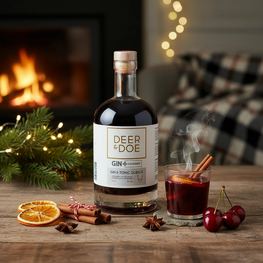 Deer&Doe Gin & Tonic Gløgg med kirsebær og krydder 70cl 10501  color Svart