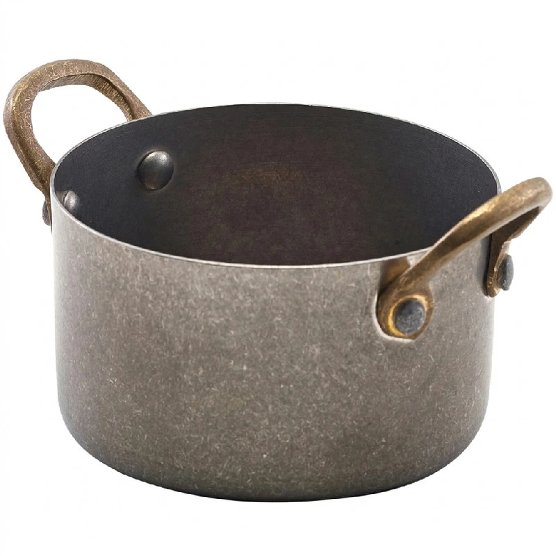 Mini Kasserolle Vintage Stål 9 x 5,25 cm 34 cl SCD9V by Genware color Svart