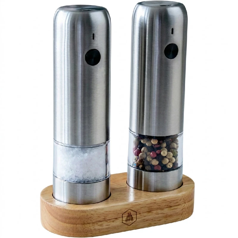 Laguiole Elektrisk Salt- og Pepperkvernsett med Trestativ 40269112 by Laguiole color Silver