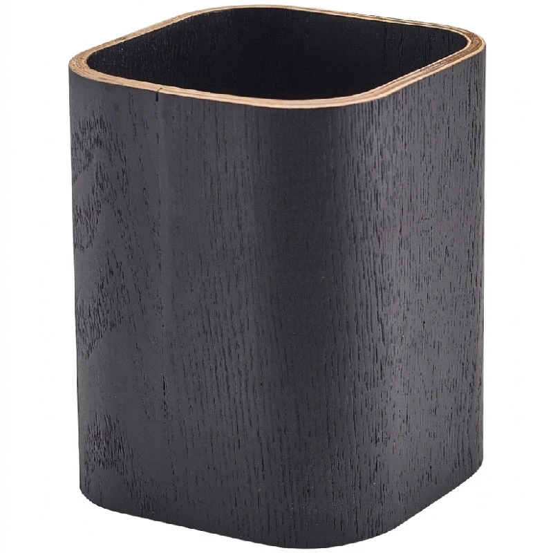 Svart bestikkholder finértre 9 x 9 x 11cm WVCH-9BK by Genware color Svart